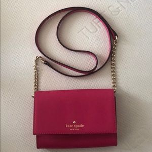 Hot pink evening bag with removable chain